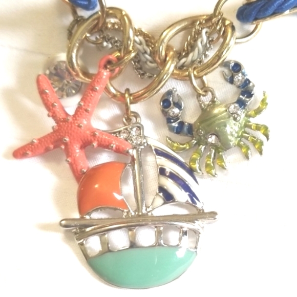 Gold Link Bracelet Crab Sailboat Starfish - Picture 2 of 5